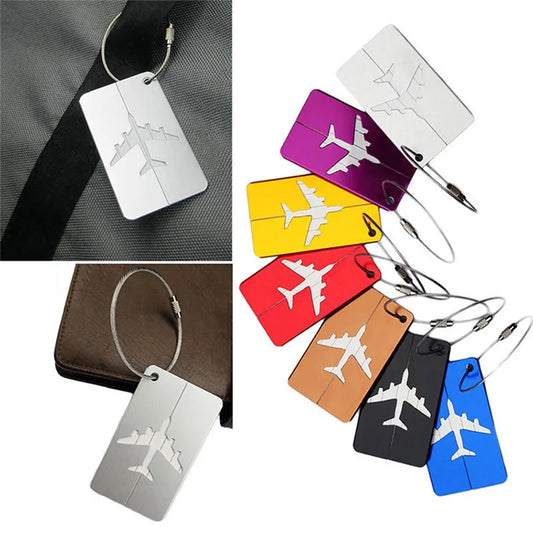 Aluminium Suitcase Luggage Tag wAirplane Art | Travel Bag Identifier Encompass RL