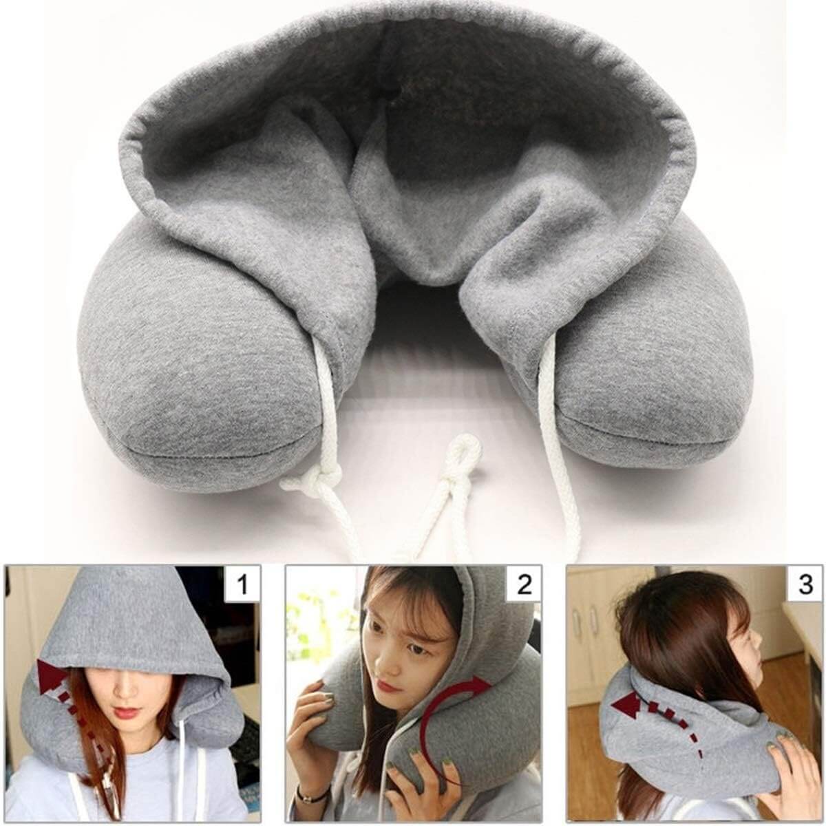 Memory Foam Hooded Pillow | Hoodie Travel Neck Pillow Encompass RL