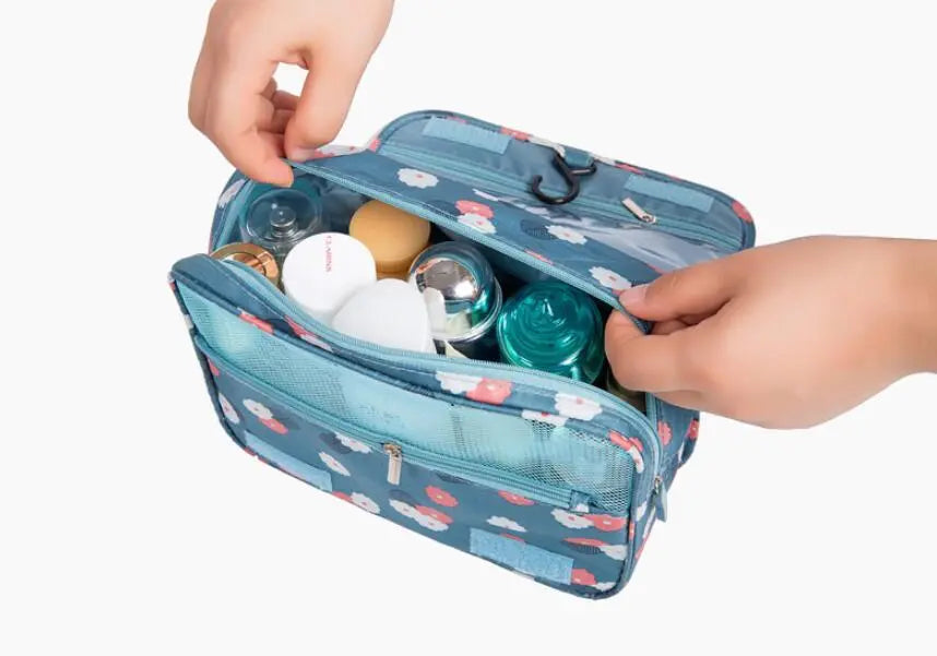 Spacious Waterproof Nylon Makeup Bag | Travel Toiletries Organizer