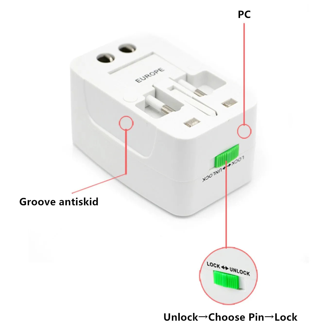 International Travel Charger with USB Ports | Plug Power Adapter