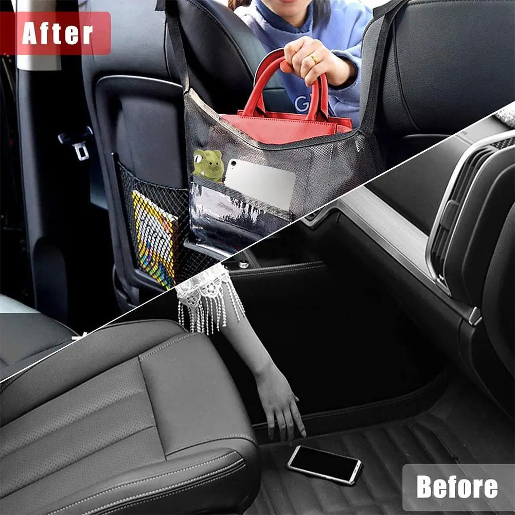 Purse Holder for Car Seat Net Pocket Handbag Between Seats Storage Bag