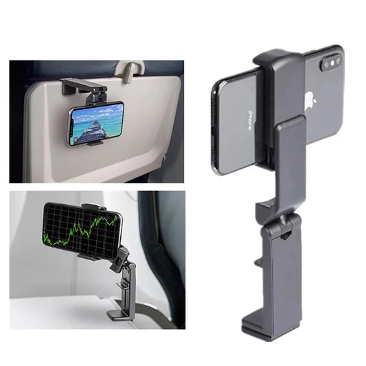 Portable Airplane Phone Holder | Adjustable Foldable Phone Stand Clamp