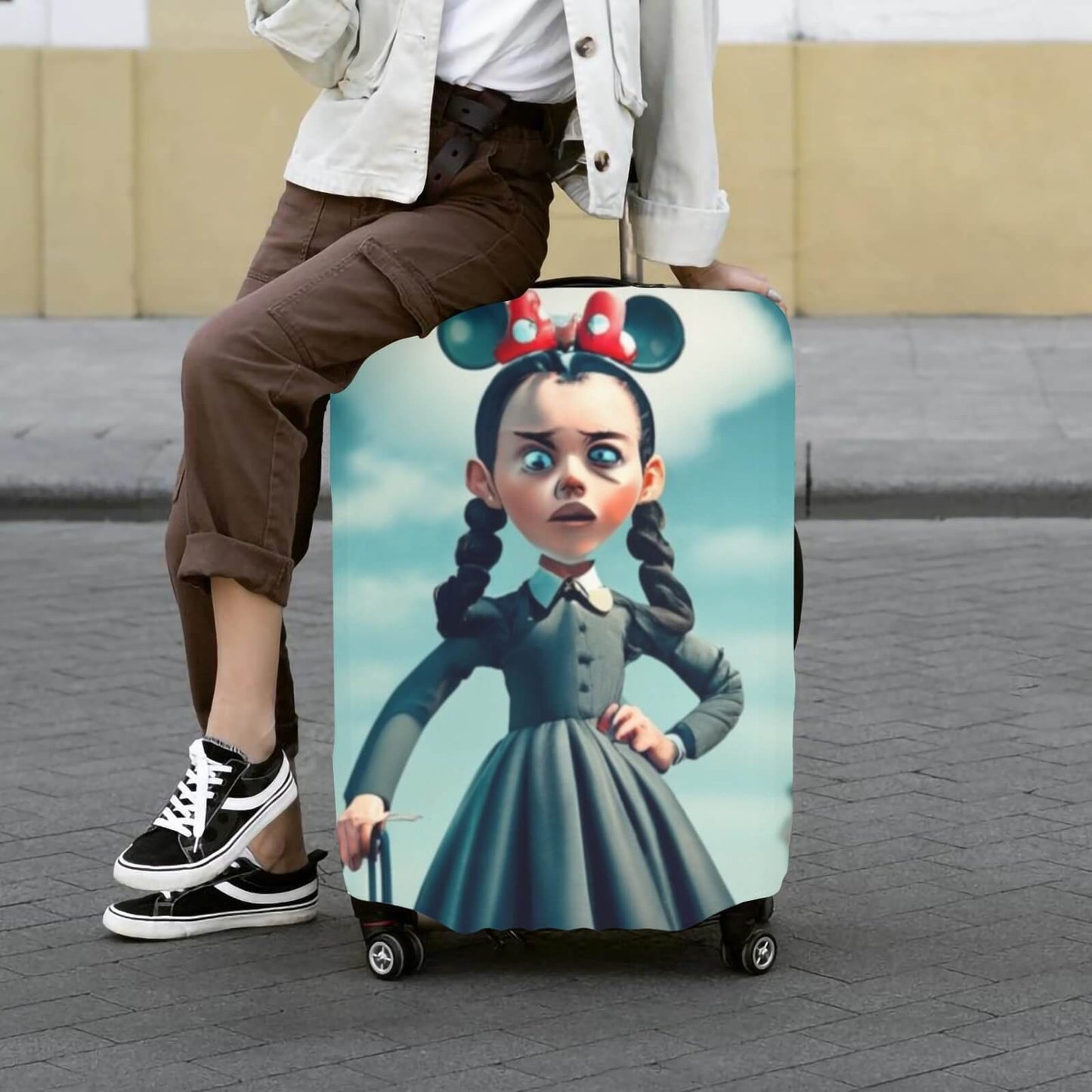 Wednesday Minnie Ears Luggage Cover | Suitcase Covers