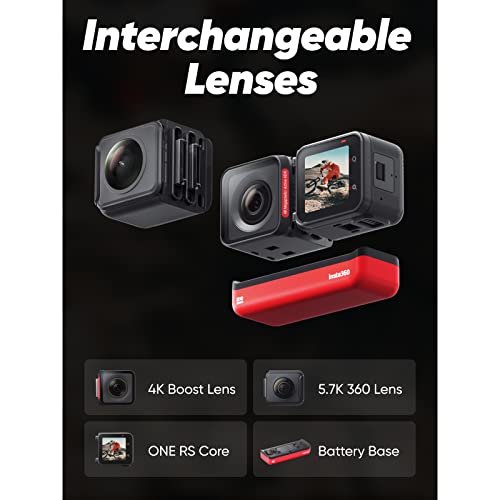 Insta360 ONE RS Twin Edition – Waterproof 4K 60fps Action Camera & 5.7K 360 Camera with Interchangeable Lenses, Stabilization, 48MP Photo, Active HDR, AI Editing