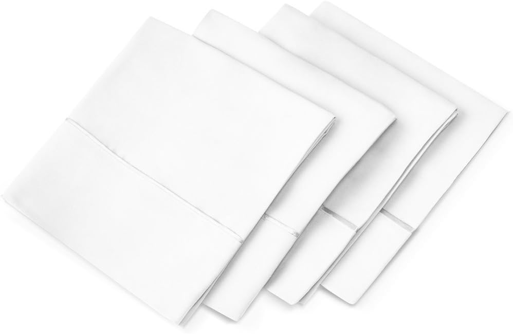 Vera Nice Hotel Collection Ultra Soft Pillow Case (4-Pack) – All-Natural Pure Aloe Vera Treatment – Eco-Friendly, Hypoallergenic Pillow Cover Infused with Soothing Aloe Vera - White - Standard/Queen