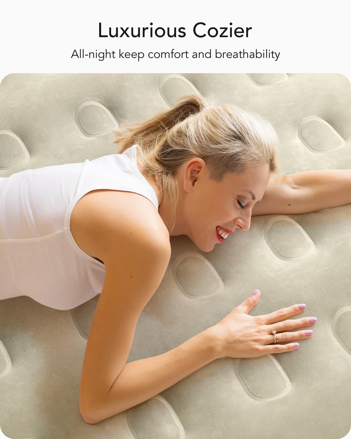 iDOO Luxury Air Mattress with Built in Pump, Queen Size Inflatable Mattress for Camping, Guests, 18" Raised Comfort Blow up Mattress, Durable, Portable & Waterproof Air Bed, Colchon Inflable