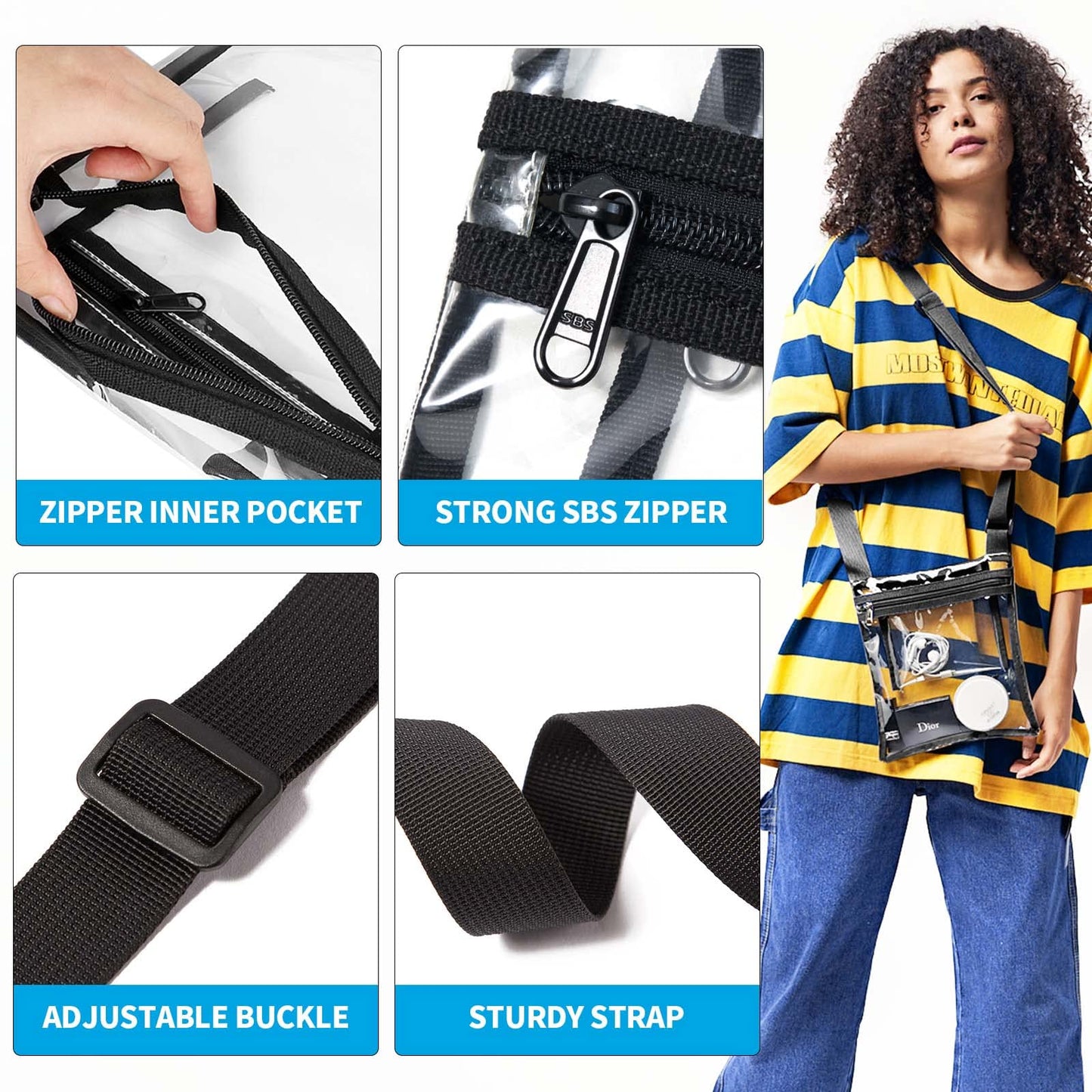 Vorspack Clear Bag Stadium Approved - TPU Clear Purse Clear Crossbody Bag for Women Clear Bags for Concert