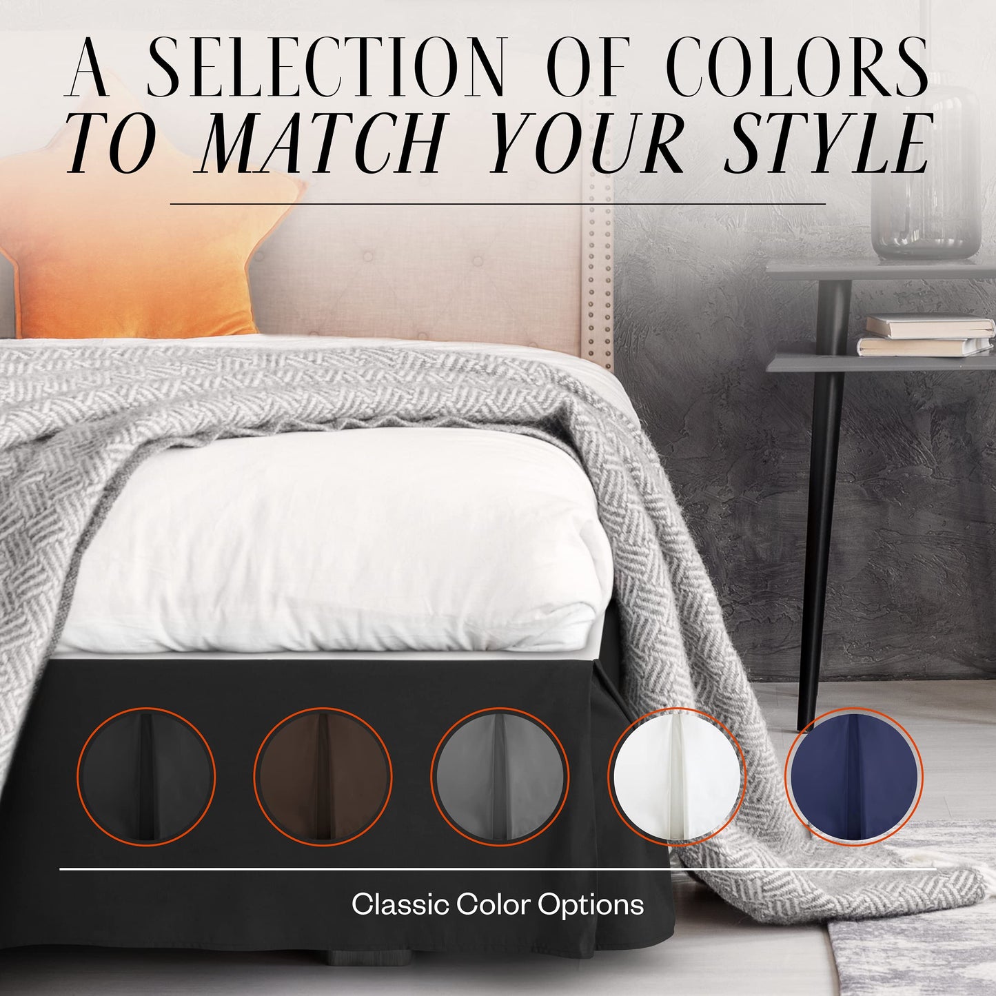 Luxury Bed Skirt with 15 Inch Drop - Adjustable Pleated Microfiber Bed skirts with Dust Ruffle Wrap -Full- White