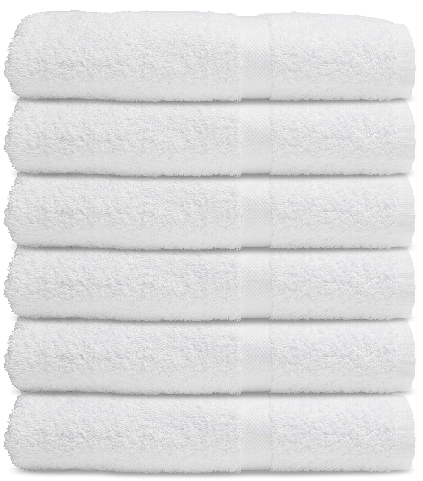 Wealuxe Cotton Bath Towels - 6 Pack of White Towels