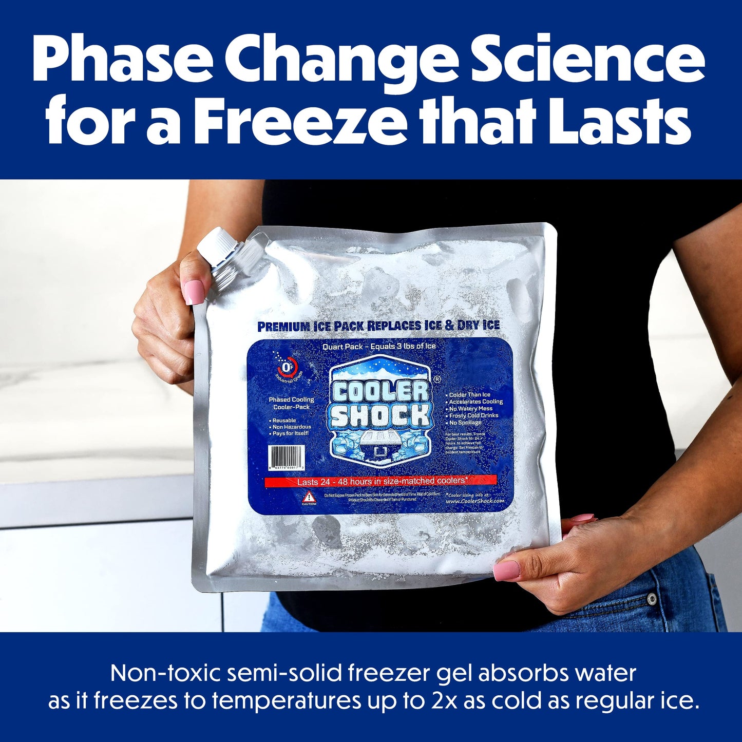 Cooler Shock Reusable Ice Packs for Cooler, Ice Packs for Lunch Bags, Long-Lasting Cold Freezer Packs for Lunch Boxes, Cooler Accessories for School, Beach and Fishing, Camping Gifts, 4 Pack