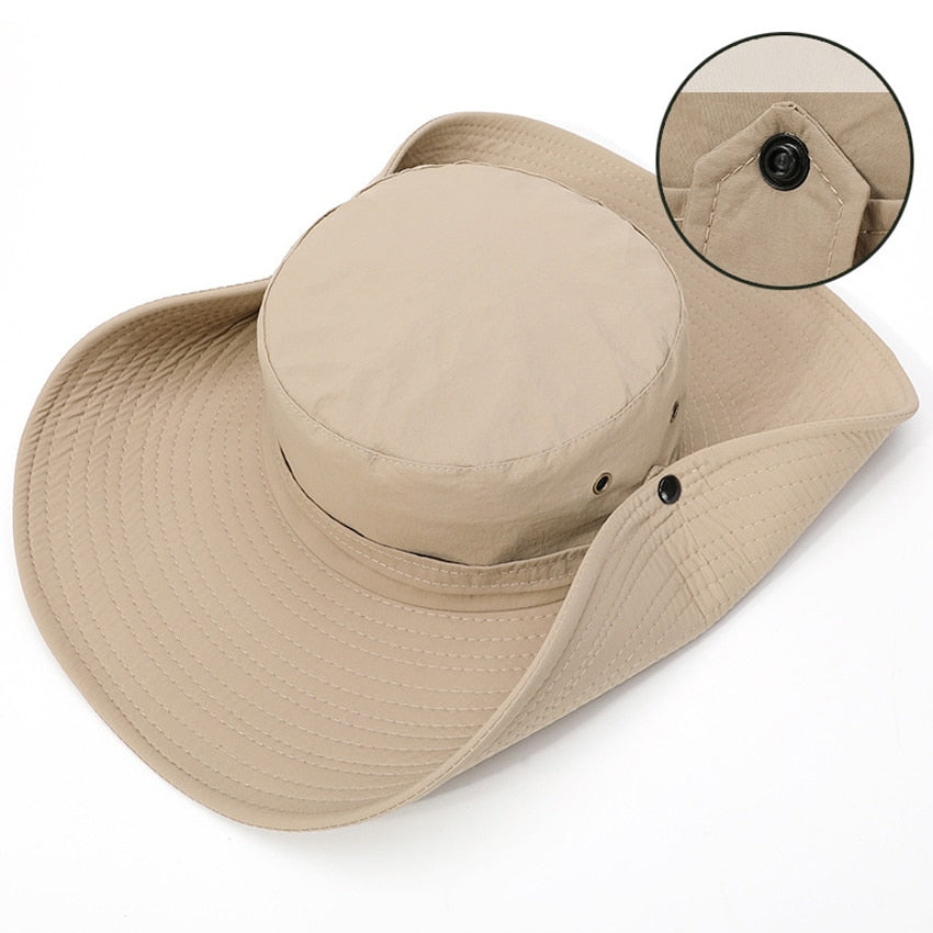 Men Beach Bucket Hat With Strap and Wide Brim