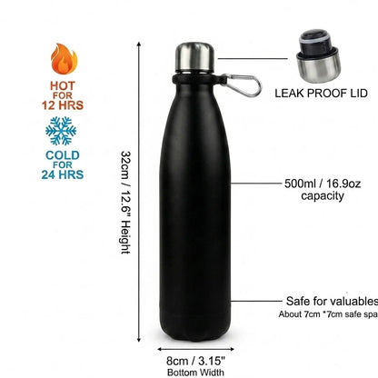 Travel Water Bottle with Hidden Compartment for Cash & Valuables