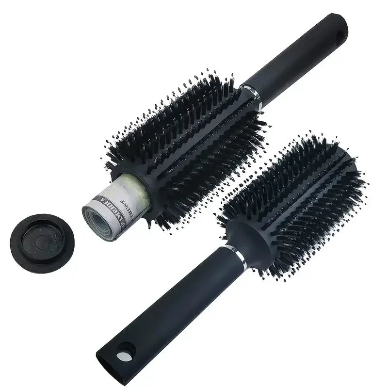 Hidden Compartment Hairbrush Travel Diversion Safe for Cash & Valuables