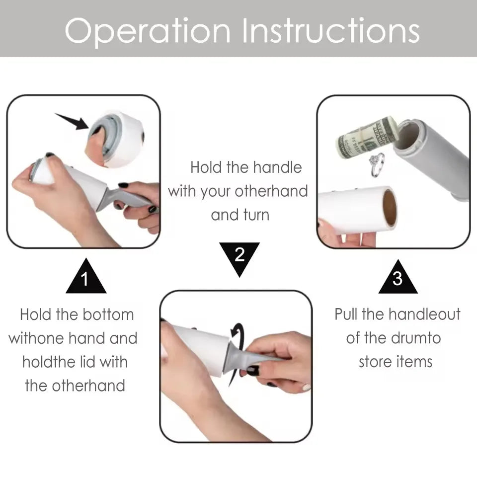 Travel Lint Roller Diversion Safe with Hidden Compartment