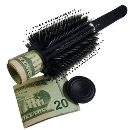 Hidden Compartment Hairbrush Travel Diversion Safe for Cash & Valuables