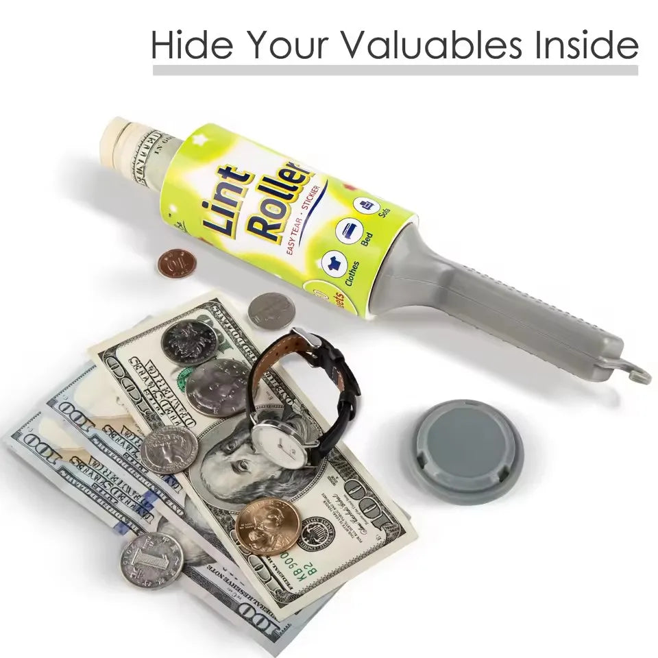 Travel Lint Roller Diversion Safe with Hidden Compartment