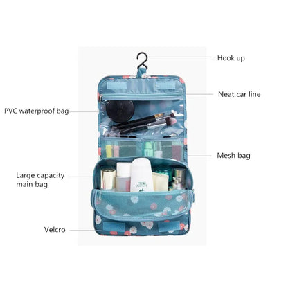 Spacious Waterproof Nylon Makeup Bag | Travel Toiletries Organizer