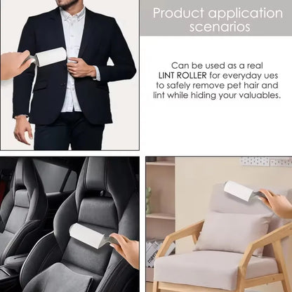 Travel Lint Roller Diversion Safe with Hidden Compartment