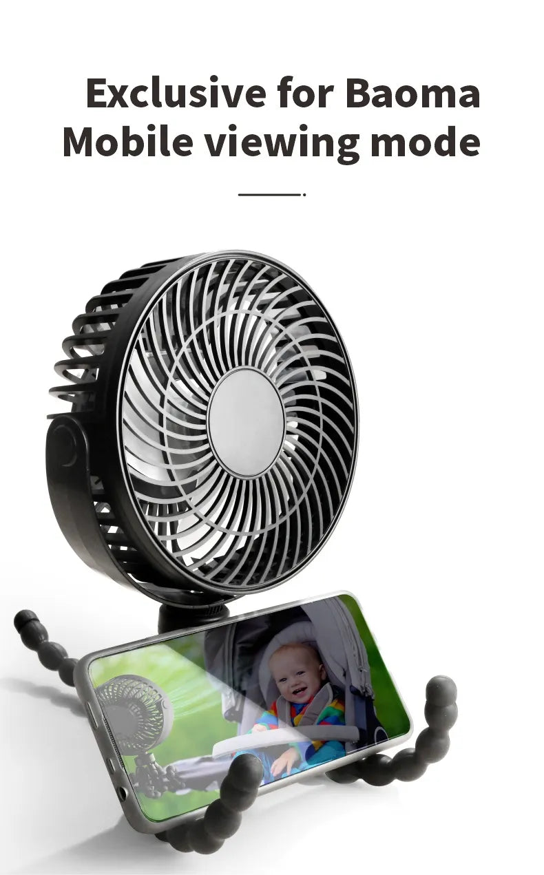 Travel Fan with Foldable Tripod Legs | USB Rechargeable Cooling Fan Encompass RL