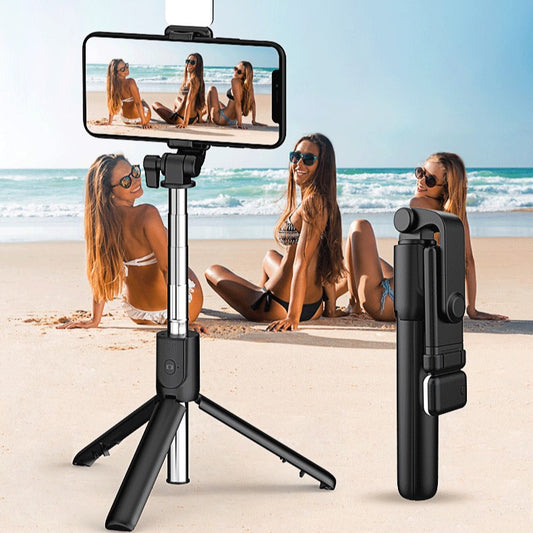 Travel Tripod Selfie Stick and Light