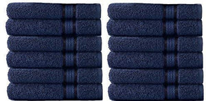 COTTON CRAFT - 12 Pack - Ultra Soft Extra Large Wash Cloths 12x12 Night Sky - 100% Pure Ringspun Cotton - Luxurious Rayon Trim - Ideal for Daily Use - Each Towel Weighs 2 Ounces
