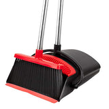 Broom and Dustpan Set - Strongest NO MORE TEARS 80% Heavier Duty - Upright Standing Dust Pan with Extendable Broomstick for Easy Sweeping - Easy Assembly Great Use for Home Kitchen Room Office Lobby Floor Pet Hair Sweeping Etc