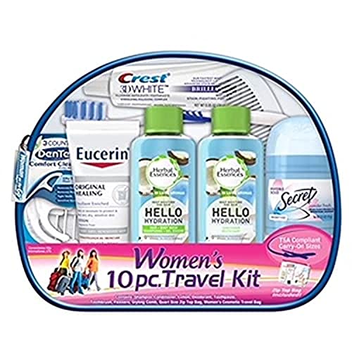 Women's Travel Toiletries Essentials Kit | 10-Piece Set for Travelers