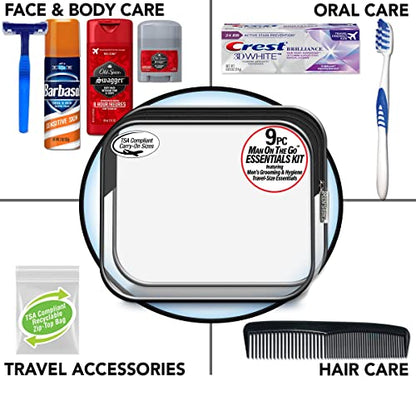 Men's Travel Toiletries Essentials Kit Set in Toiletry Bag