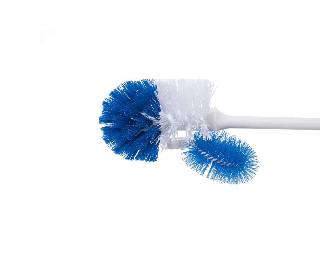 3* Toilet Under Rim Cleaning Brush S-Type Curved Bent Handle Blue