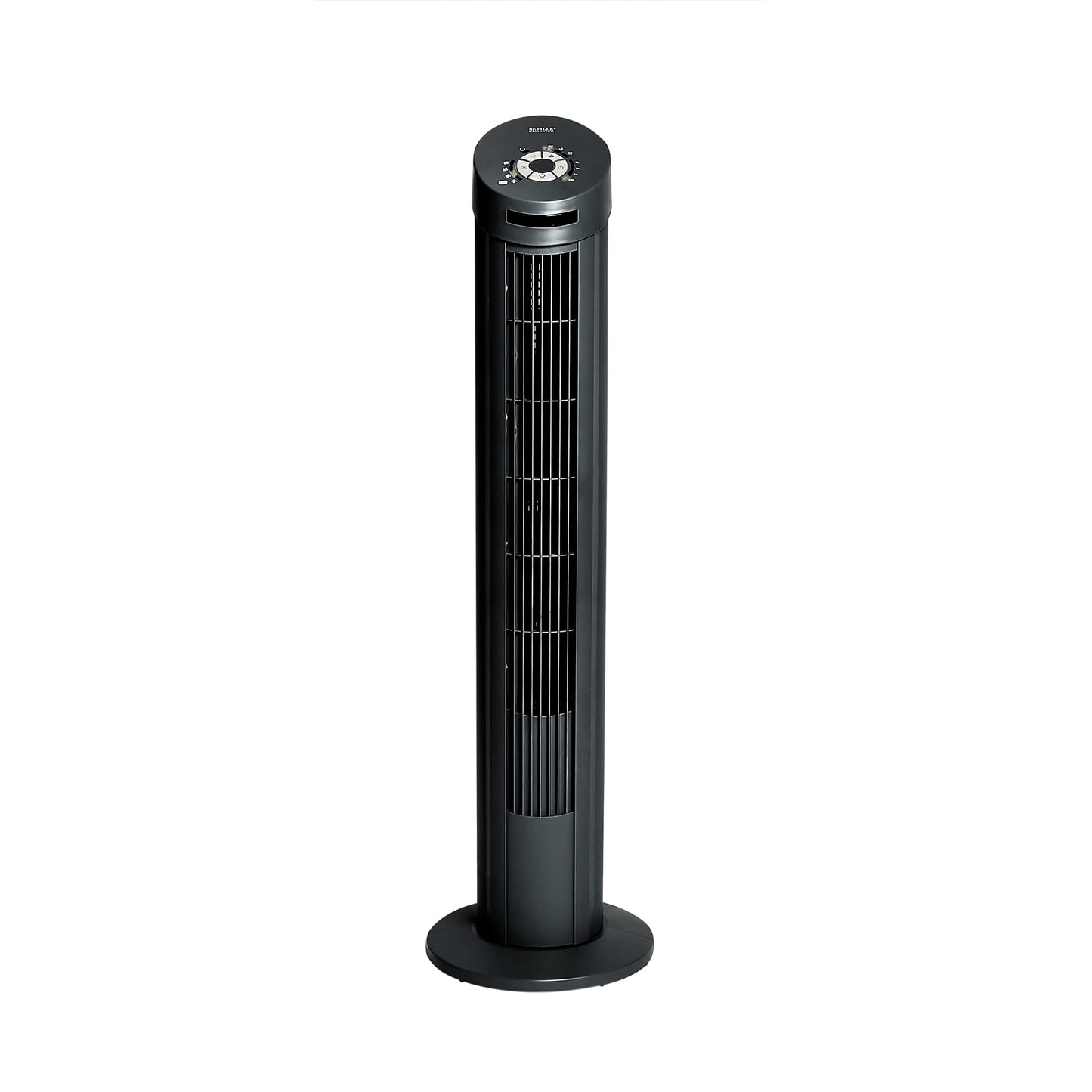 Seville Classics UltraSlimline Indoor Bladeless Oscillating Tower Fan Quiet Cooling LED Display Space-Saving for Home w/Remote and 7.5H Timer, Black, 40" 5-speed (115 degrees)