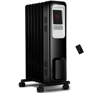Aikoper Space Heater, 1500W Oil Filled Radiator heater with 24-Hours Timer, Remote Control, Digital Thermostat, Tip-over & Overheat Protection, Electric Portable Heater for Full Room Indoor Office