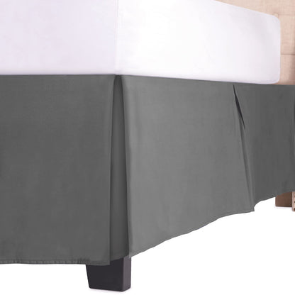 Luxury Bed Skirt with 15 Inch Drop - Adjustable Pleated Microfiber Bed skirts with Dust Ruffle Wrap - Queen - Gray