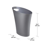 Umbra Skinny Sleek & Stylish Bathroom Trash, Small Garbage Can Wastebasket for Narrow Spaces at Home or Office, 2 Gallon Capacity, Silver