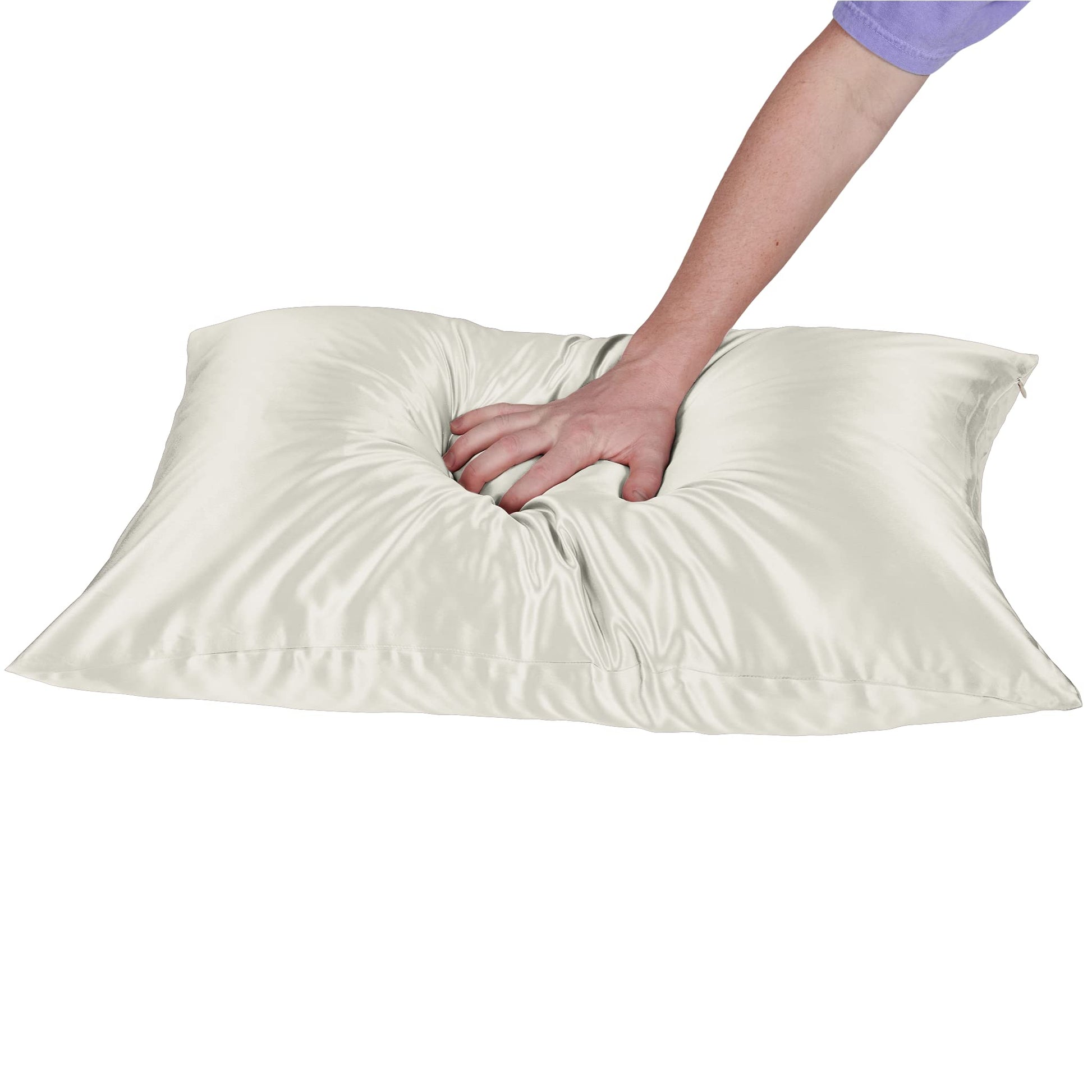 Beckham Hotel Collection Silk Pillowcase - Pack of 2 Standard Size Silk Pillow Cases - White (Queen)