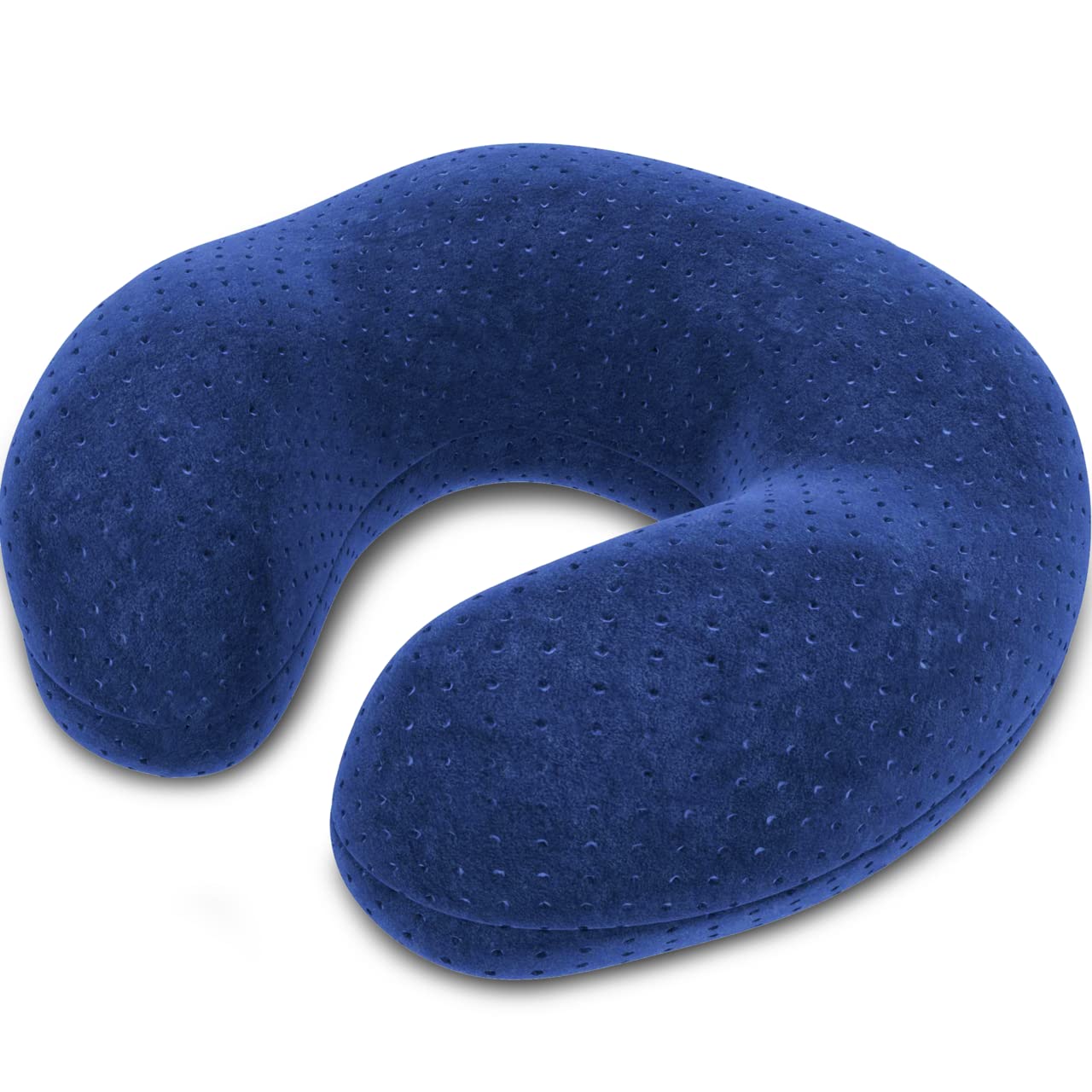 bonmedico Flat Ergonomic Neck Pillow Made from Memory Foam, Flight Pillow, Great as a Cervical Pillow for Home and Office, Travel Pillow for Women and Men, Blue