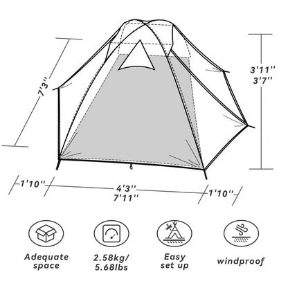 Forceatt Camping Tent-2 Person Tent, Waterproof & Windproof. Lightweight Backpacking Tent, Easy Setup, Suitable for Outdoor and Hiking Traveling
