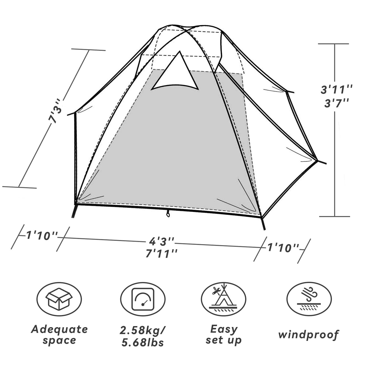 Forceatt Camping Tent-2 Person Tent, Waterproof & Windproof. Lightweight Backpacking Tent, Easy Setup, Suitable for Outdoor and Hiking Traveling