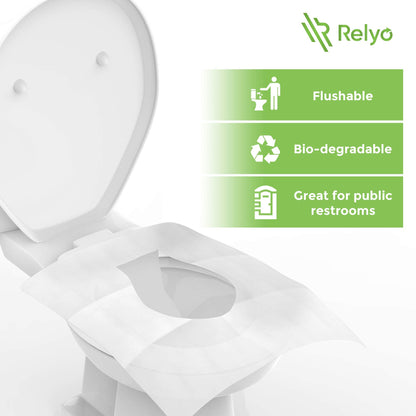 Toilet Seat Covers Paper Flushable (50 Pack) - XL for Adults and Kids Potty Training, 100% Biodegradable Travel Accessories Public Restrooms, Airplane, Camping
