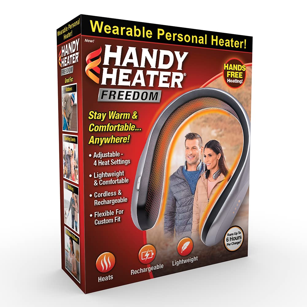 Ontel Handy Heater Freedom - Wearable Neck Heater for Cold Winters, 4 Heat Settings & Comfort-Heat Technology, Cordless Personal Heater for On-the-Go Heating, USB Rechargeable, 6 Hour Battery Life