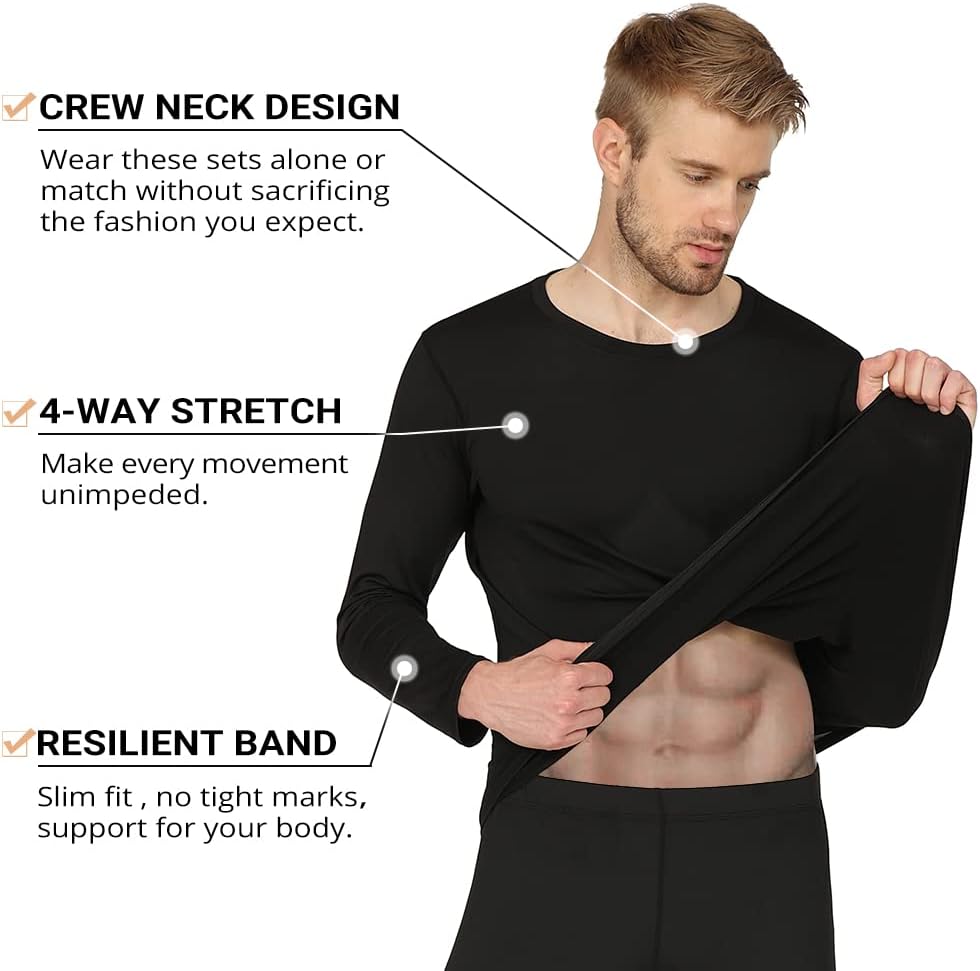 Mens Winter Warm Stretchy Thermal Underwear Bottom Long Johns Pants Ultra  Soft Thermal Bottoms Base Layer Leggings Tights 