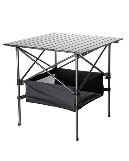 TrailBuddy Folding Camping Table - Small, Aluminum, Foldable Tables with Carry Bag Included - Lightweight and Portable for Beach, Picnic, Tailgate & Outdoor Use, 28in x 28in x 28in