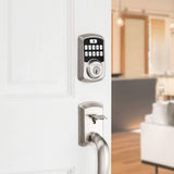 Kwikset 99420-001 Aura Bluetooth Programmable Keypad Door Lock Deadbolt Featuring SmartKey Security, Satin Nickel