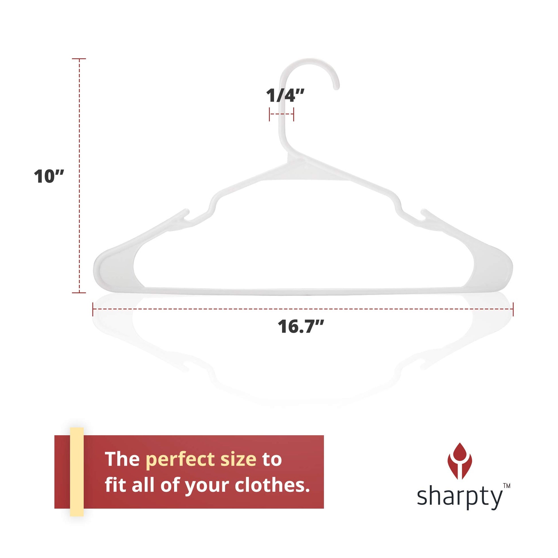  Sharpty Plastic Hangers, 20-Pack, Slim, Space Saving, Heavy  Duty, Notched, Durable, Smooth, Fabric-Friendly, Ideal for Clothing, Coats,  Shirts, Ties, Belts, Accessories - Black : Home & Kitchen
