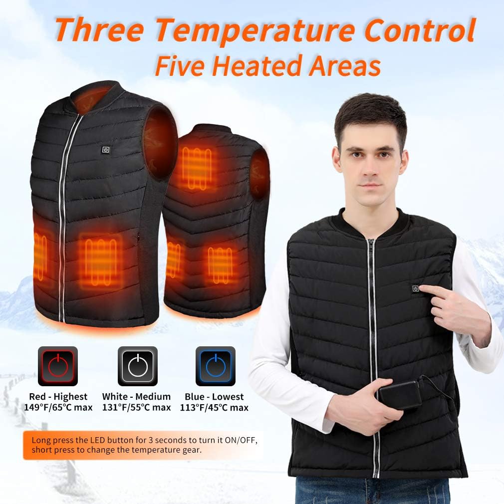Srivb Heated Vest, USB Charging Heating Vest for Men Women Washable Body Warmer with Battery Pack Included for Outdoor Hunting Hiking Camping Motorcycle Skiing (Small)