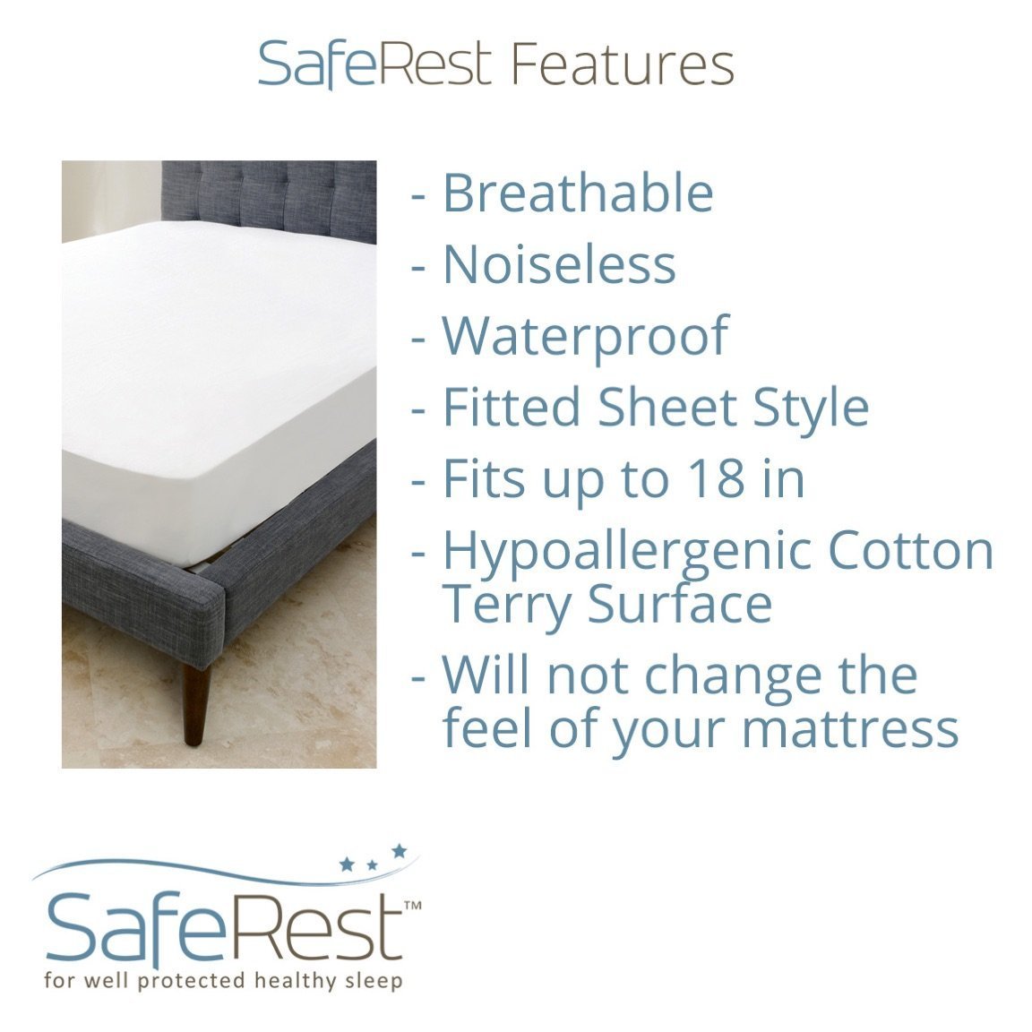  SafeRest 100% Waterproof King Size Mattress Protector