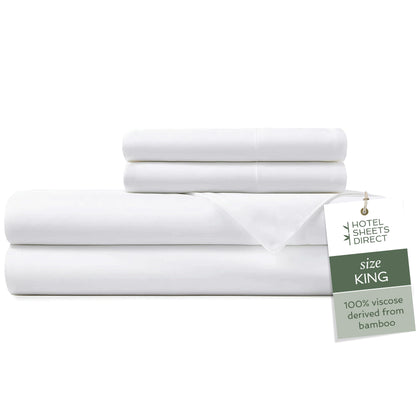 Hotel Sheets Direct 100% Viscose Derived from Bamboo Sheets Queen - Cooling Luxury Bed Sheets w Deep Pocket - Silky Soft - White