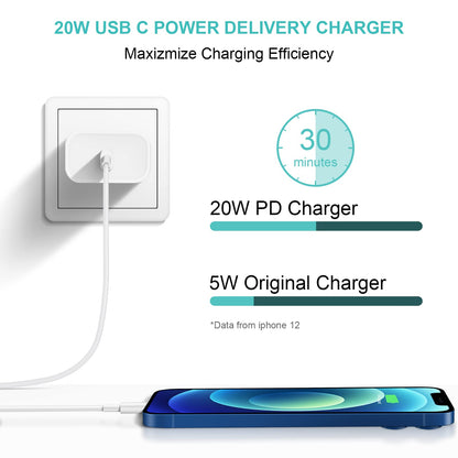 iPhone Super Fast Charger[MFi Certified] 20W USB C Wall Charger with 6FT Fast Charging Fast Cables Compatible with iPhone 14/14Pro Max/iPhone 13/13Pro/12/12 Pro/11/11Pro, iPad