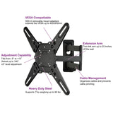 VideoSecu ML531BE2 TV Wall Mount kit with Free Magnetic Stud Finder and HDMI Cable for Most 26-55 TV and New LED TV up to 60 inch VESA 400x400 Full Motion with 20 inch Articulating Arm WP5