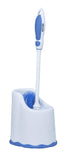 Toilet Brush and Holder - Blue and White Brush Set, Toilet Bowl Cleaner Brush with Scrubbing Wand, Under Rim Lip Brush and Storage Caddy for Easy Bathroom Cleaning. by Superio