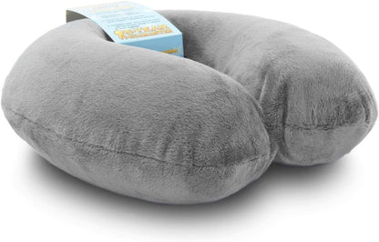 Crafty World Travel Neck Pillow Washable Cover Comfortable Memory Foam Airplane Travel Accessories Essentials Plane Neck Support Pillow for Neck Pain Relief and Sleeping Grey
